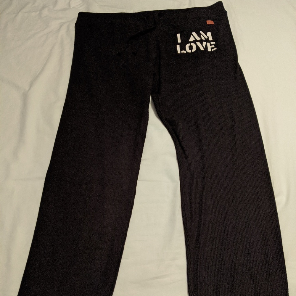 Peace Love World Pants Knit Drawstring black Lg.